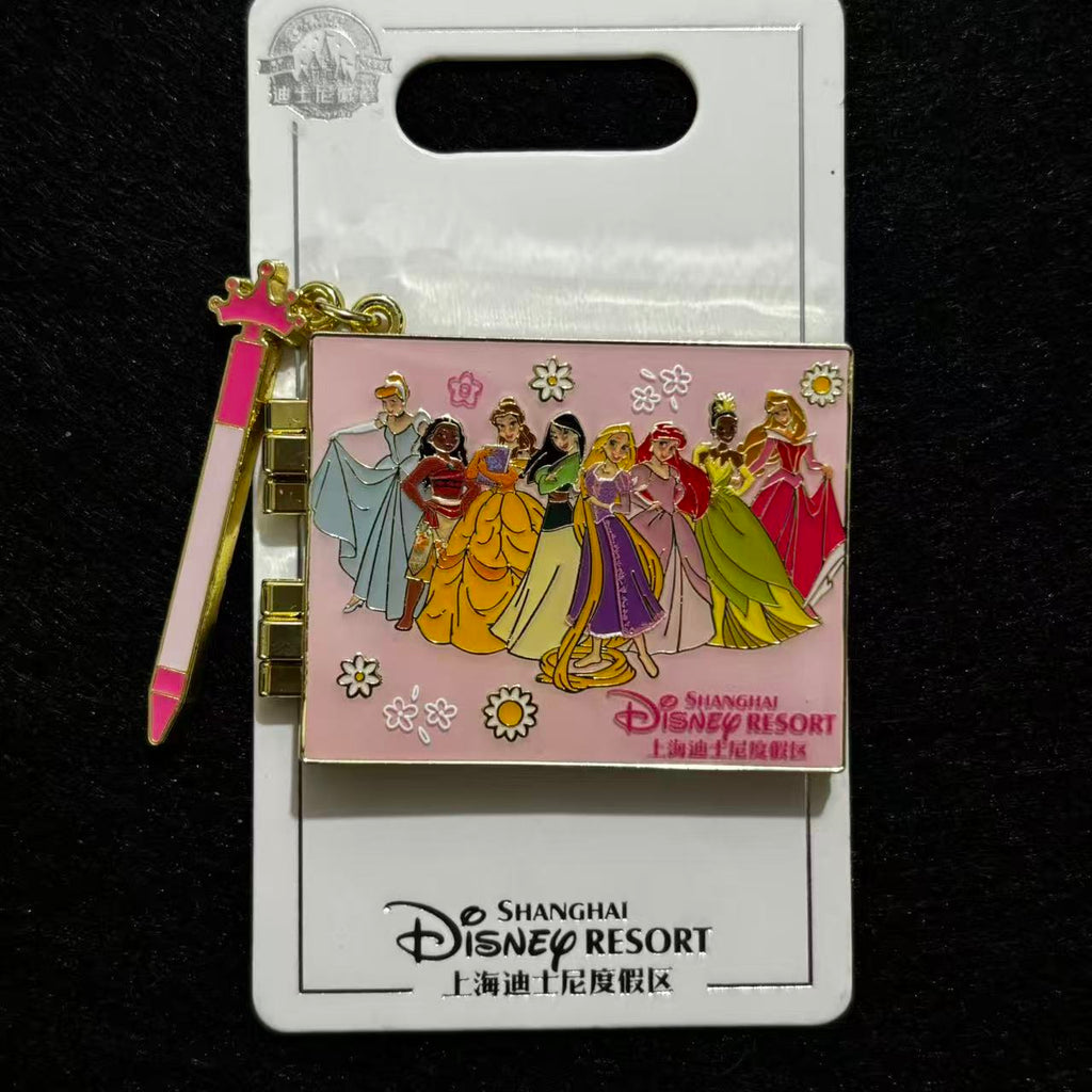 SHDL - Disney Princess Hinged Sketchbook Wand Dangle Pin | Shanghai Resort Exclusive