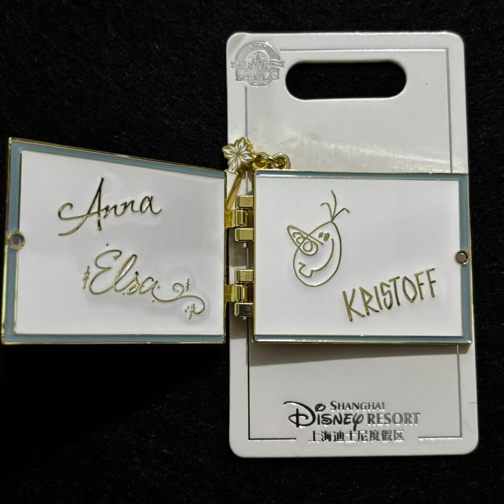 SHDL - Frozen Elsa Anna Hinged Sketchbook Wand Dangle Pin | Shanghai Resort Exclusive