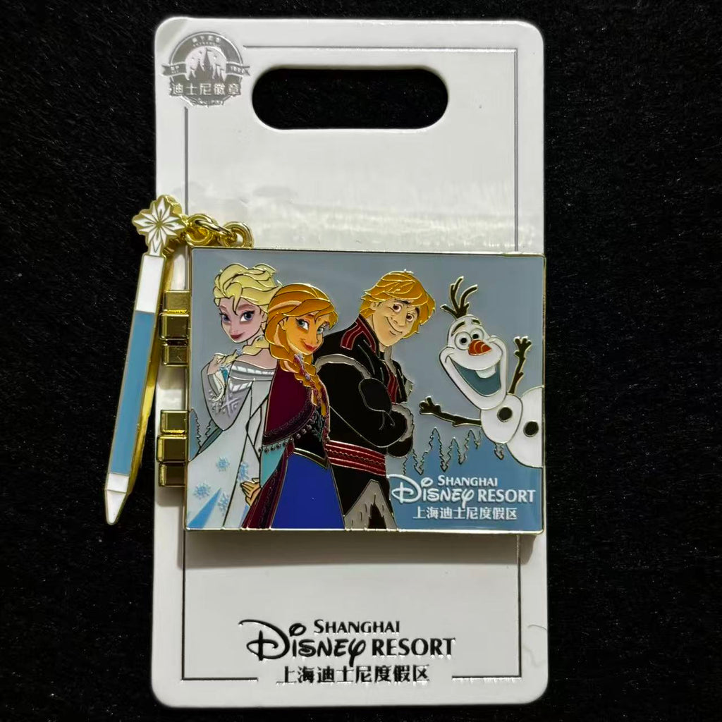 SHDL - Frozen Elsa Anna Hinged Sketchbook Wand Dangle Pin | Shanghai Resort Exclusive