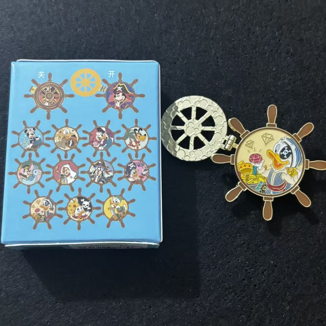 SHDL – Mickey & Friends Pirates Hinged Ship’s Wheel Mystery Pin Blind Box | 2025 Shanghai | 1 Random Pin