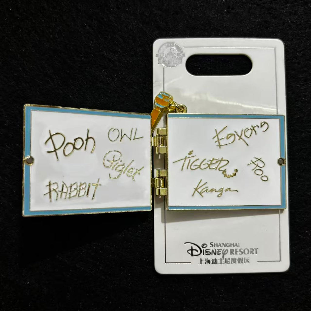SHDL - Winnie the Pooh & Friends Hinged Sketchbook Pencil Dangle Pin | Shanghai Resort Exclusive