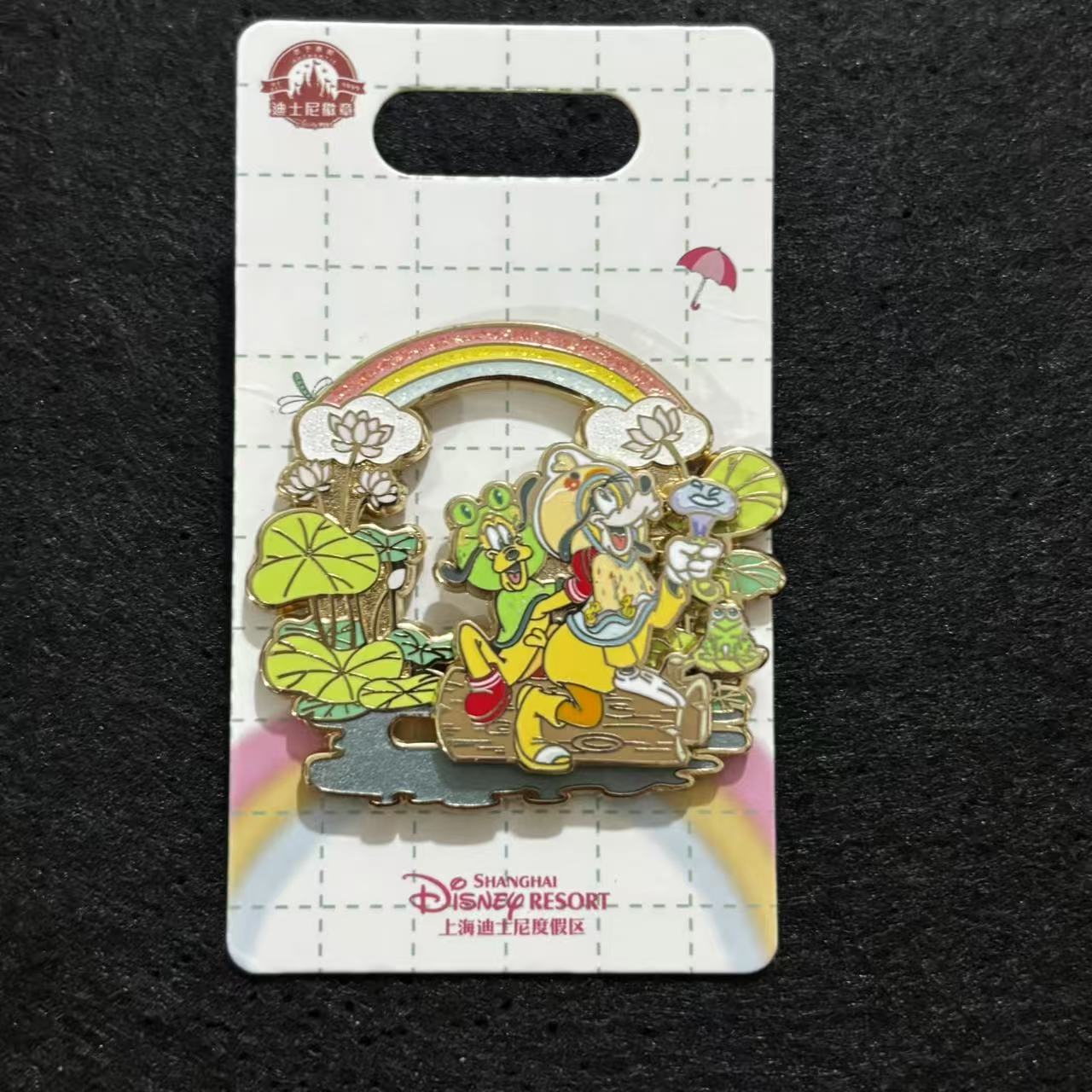 SHDL - Goofy Rainy Day Frog Pond Rainbow Pin | Shanghai Resort